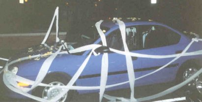 Josh's Pringled Car at Hog City after Beta Rho's induction
